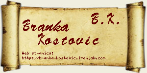 Branka Kostović vizit kartica
